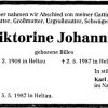 Billes Viktorine 1908-1987 Todesanzeige